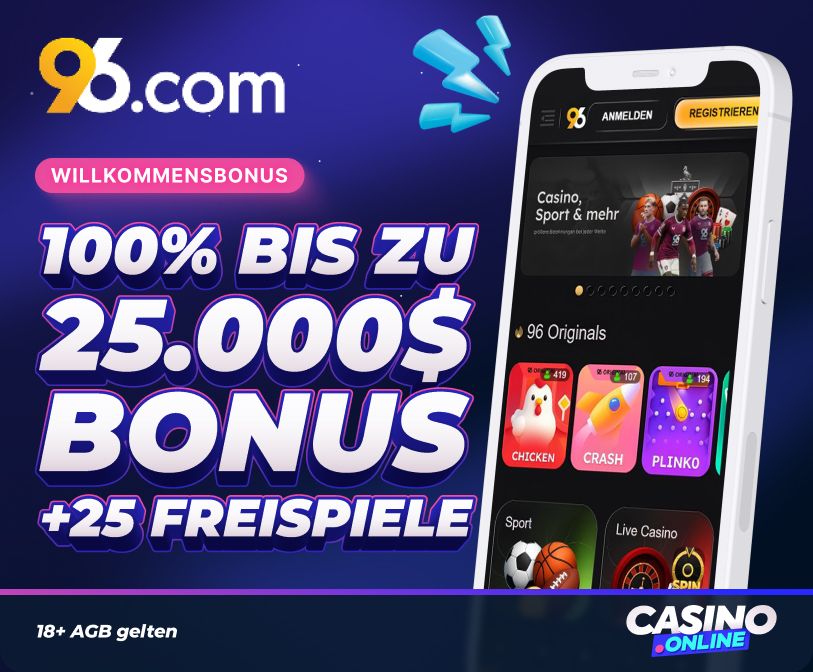 96.com Casino Willkommensbonus